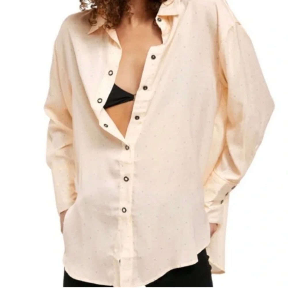Free People All Smiles Shirt Blouse Top In Ivory